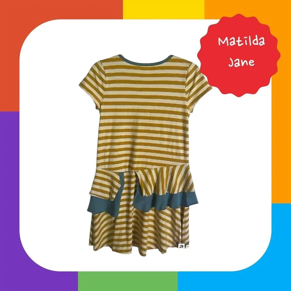Matilda Jane Girls Casual Wear Dress Sun Shiny Days Striped Yellow NWOT Size 14
